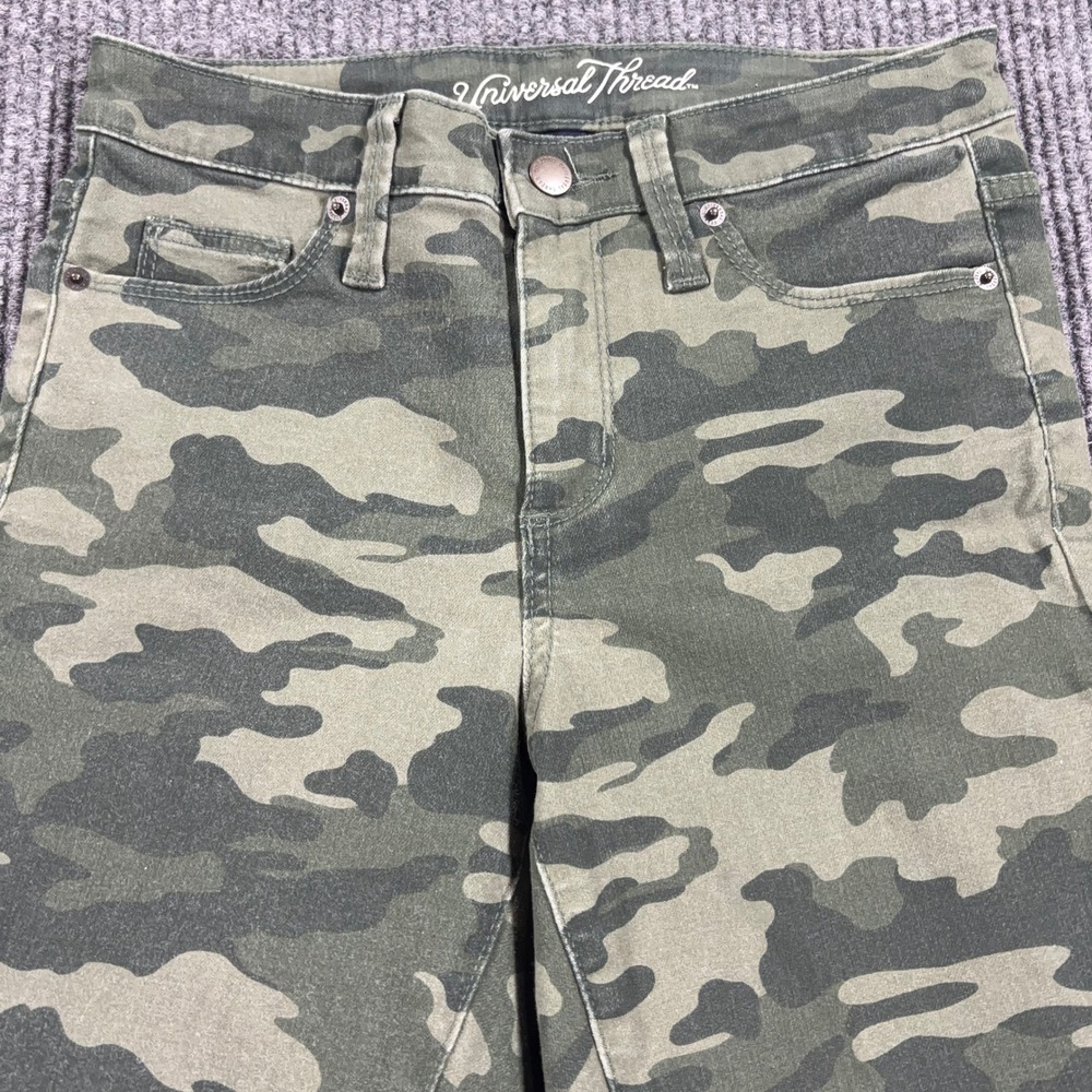 Universal Thread High Rise Skinny Crop Pants Women 0/25 Green Camo Stretch